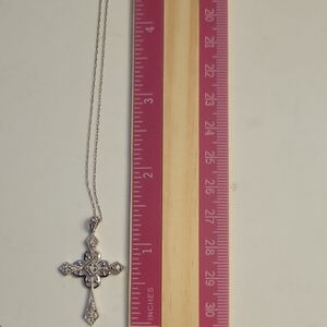 Elegant Silver Cross Pendant Necklace